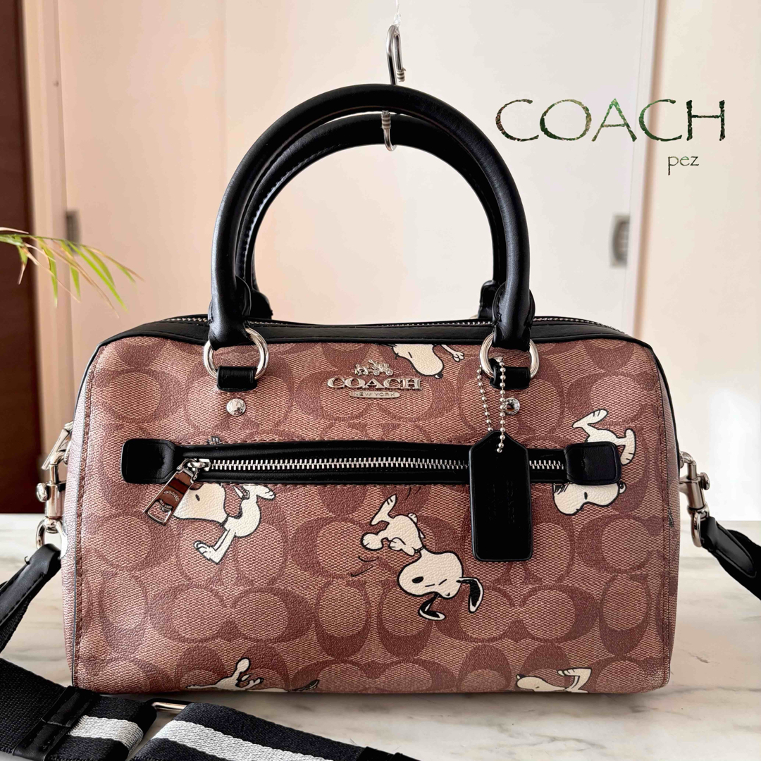新品同様 COACH コーチ スヌーピー 2way レザーバッグ 新品同様 COACH コーチ スヌーピー 2way レザーバッグ