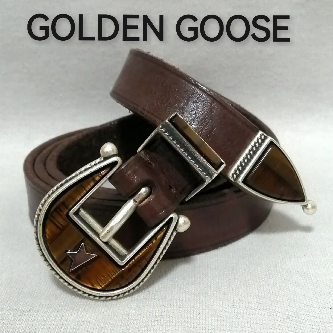 ♂♀新品・レザーベルト【GOLDEN GOOSE】プンターレ 濃茶 細幅 ♂♀新品・レザーベルト【GOLDEN GOOSE】プンターレ 濃茶 細幅