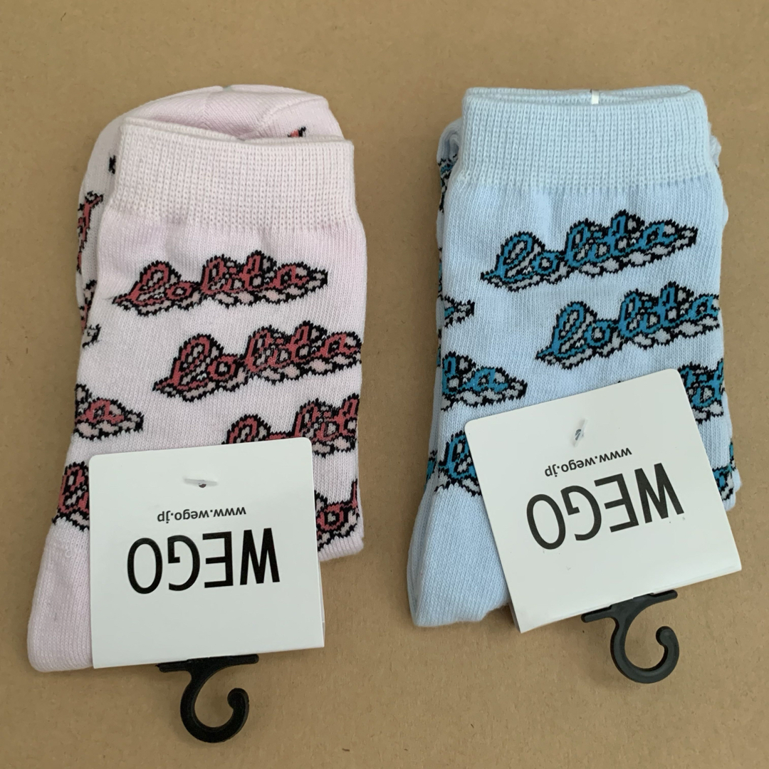 WEGO(ウィゴー)のWEGO レディースソックス Lolita 2足 ピンク ブルー レディースのレッグウェア(ソックス)の商品写真