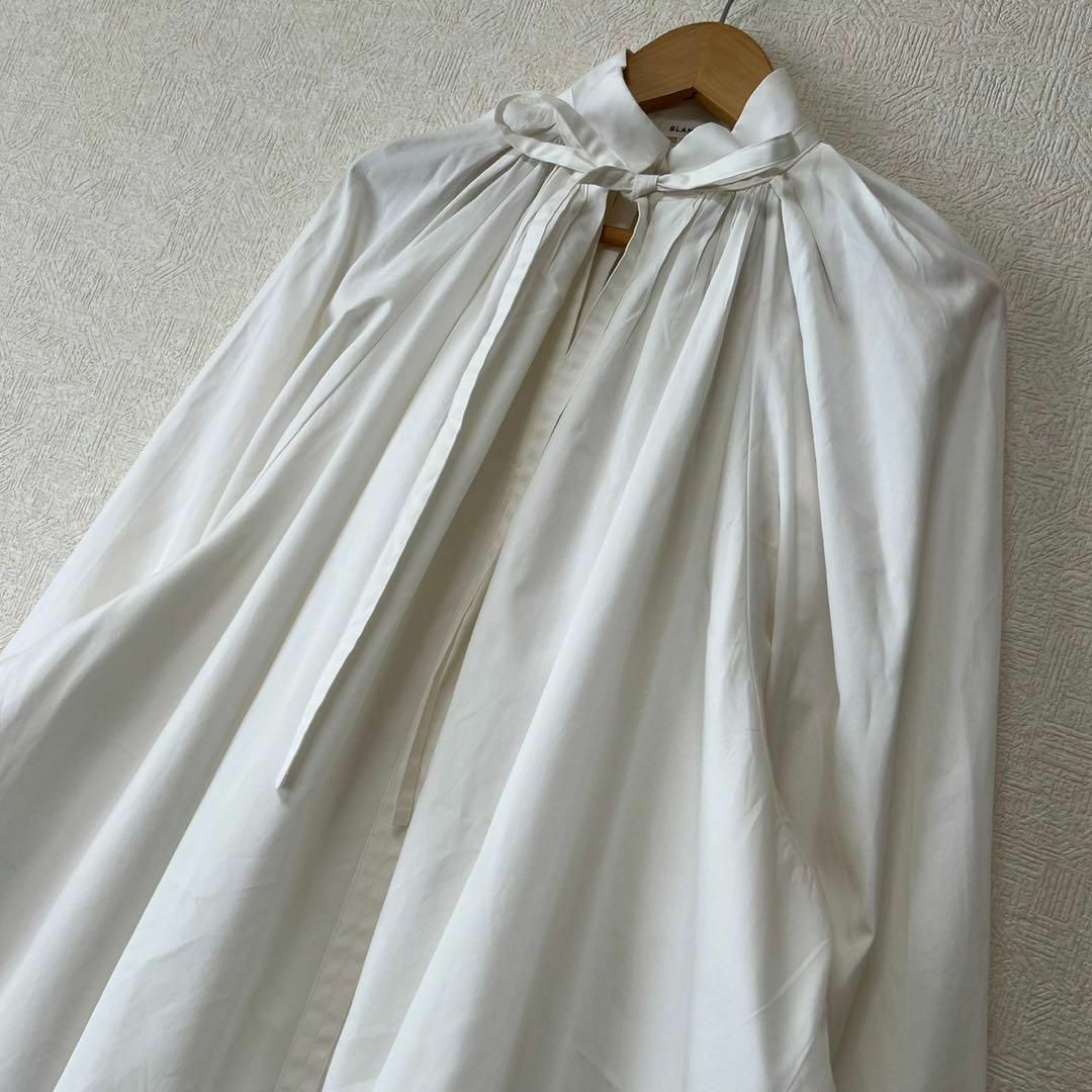 定価10万 BLAMINK 22SS コットンシルクリボンギャザーブラウス 定価10万 BLAMINK 22SS コットンシルクリボンギャザーブラウス