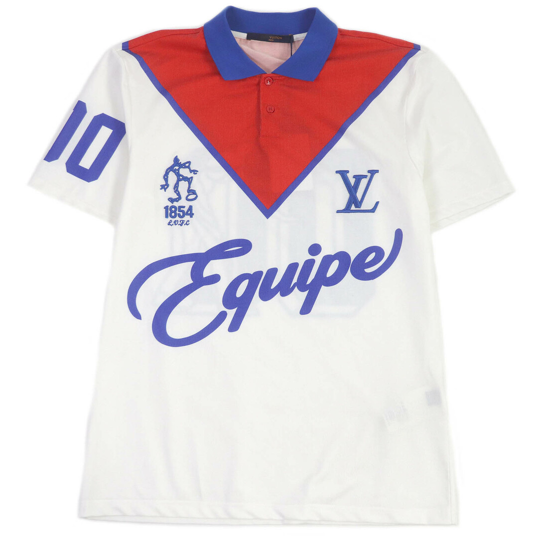 LOUIS VUITTON - 未使用品□LOUIS VUITTON ルイヴィトン 21AW Equipe LV Polo コットン 半袖ポロシャツ カットソー ホワイト XS イタリア製 正規品 メンズ