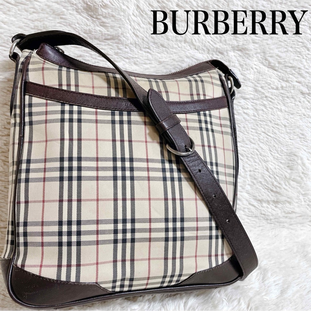BURBERRY ロゴ レザー キャンバス ショルダーバッグ クロスボディ BURBERRY ロゴ レザー キャンバス ショルダーバッグ クロスボディ