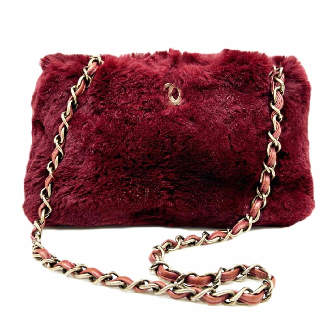 CHANEL - CHANEL　シャネル　チェーンショルダー　ラパン　ラビットファー　ワインレッド　ボルドー　赤　レディース　ふわふわ　ヴィンテージ　レディース