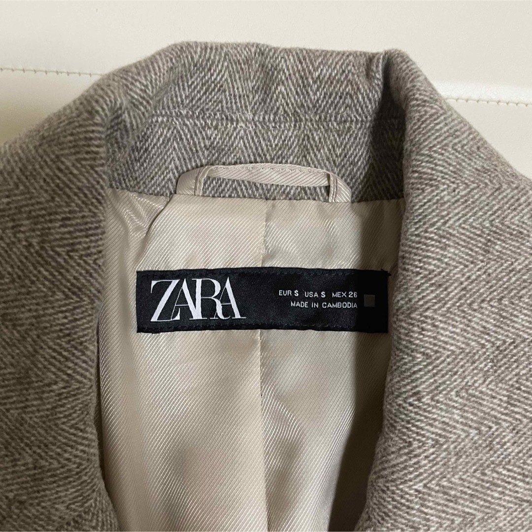 ZARA - ZARA ヘリンボーンウールブレンドストレートブレザーの ZARA - ZARA ヘリンボーンウールブレンドストレートブレザーの