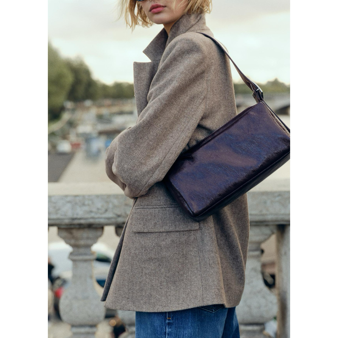 ZARA - ZARA ヘリンボーンウールブレンドストレートブレザーの ZARA - ZARA ヘリンボーンウールブレンドストレートブレザーの