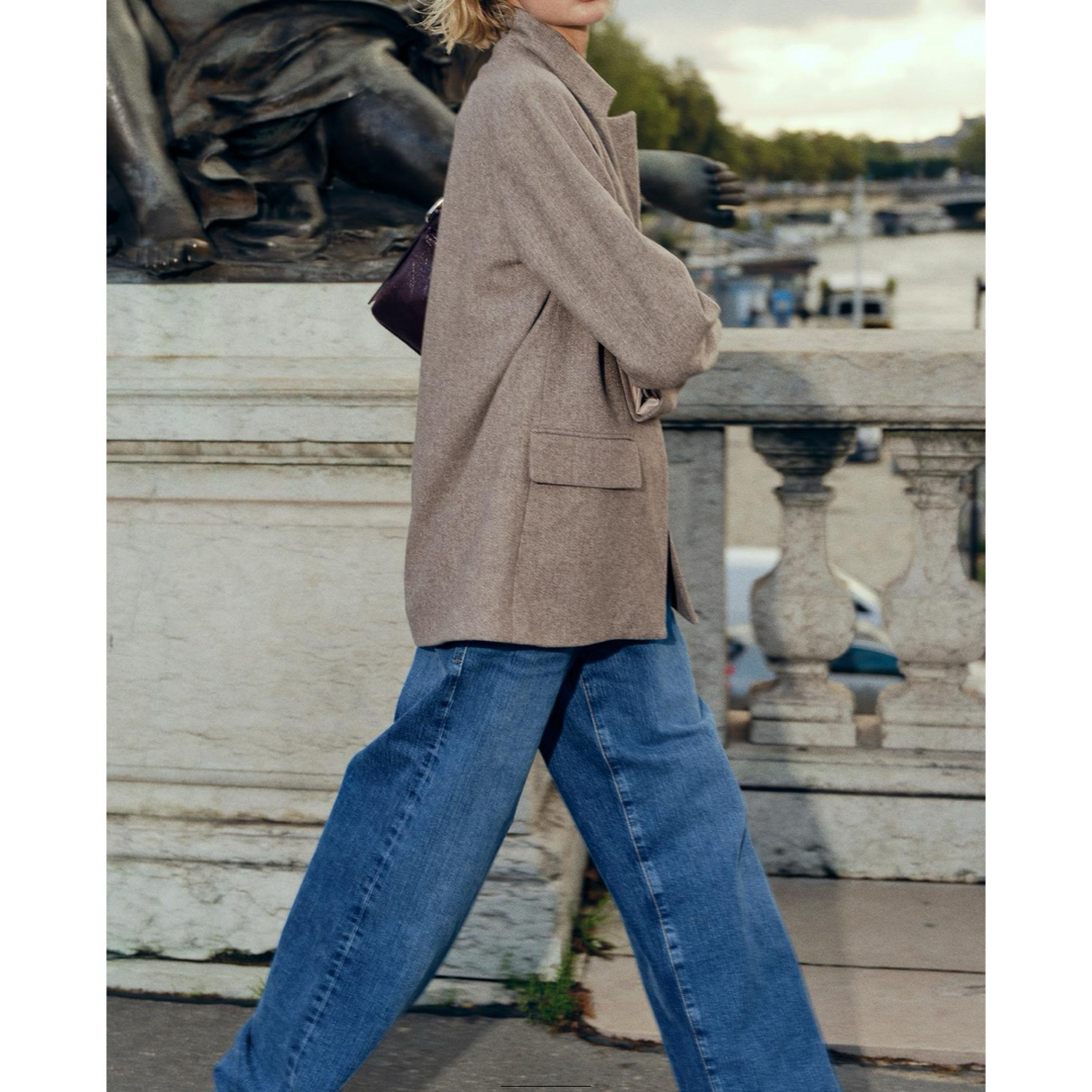 ZARA - ZARA ヘリンボーンウールブレンドストレートブレザーの ZARA - ZARA ヘリンボーンウールブレンドストレートブレザーの