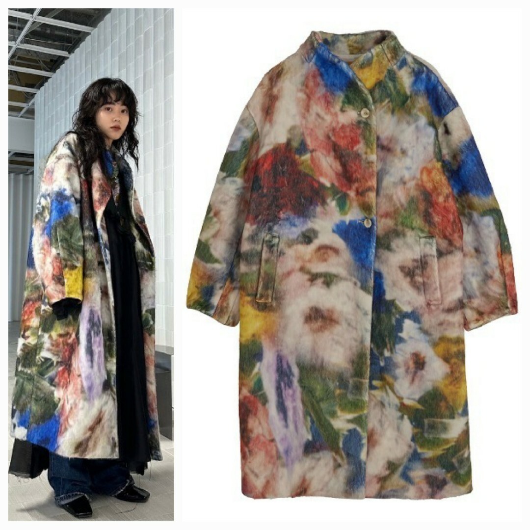 Ameri VINTAGE - Ameri♡ UND TEXTURE ART FLOWER SHAGGY コート Ameri VINTAGE - Ameri♡ UND TEXTURE ART FLOWER SHAGGY コート