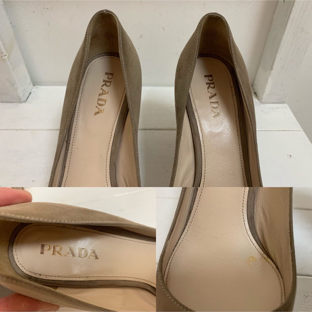PRADA プラダ ITALY製 スエードレザーヒールパンプス ベージュ 23位 PRADA プラダ ITALY製 スエードレザーヒールパンプス ベージュ 23位