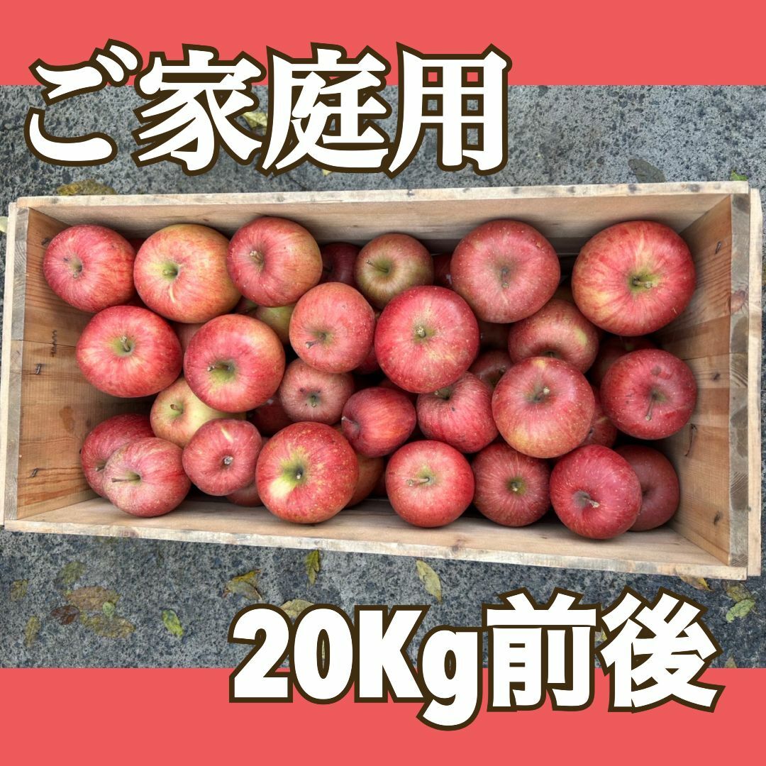 【２０kg前後】ご家庭用　完熟葉とらずサンふじ　木箱発送
