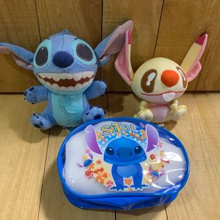スティッチ(STITCH)のStiTCH ぬいぐるみ［ブルー＆イエロー］＆　ビニールポーチ(キャラクターグッズ)