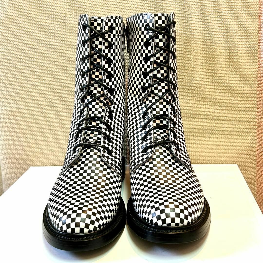 CELINE - セリーヌ CELINE サイドゴアブーツ 39 WHT チェック柄 CELINE - セリーヌ CELINE サイドゴアブーツ 39 WHT チェック柄