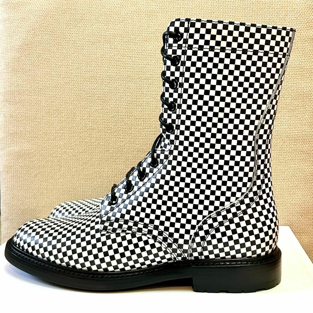 CELINE - セリーヌ CELINE サイドゴアブーツ 39 WHT チェック柄 CELINE - セリーヌ CELINE サイドゴアブーツ 39 WHT チェック柄