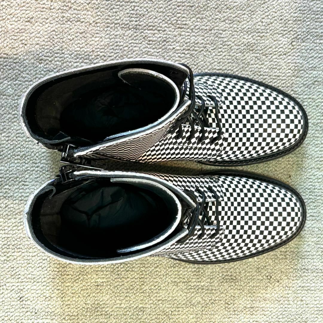 CELINE - セリーヌ CELINE サイドゴアブーツ 39 WHT チェック柄 CELINE - セリーヌ CELINE サイドゴアブーツ 39 WHT チェック柄