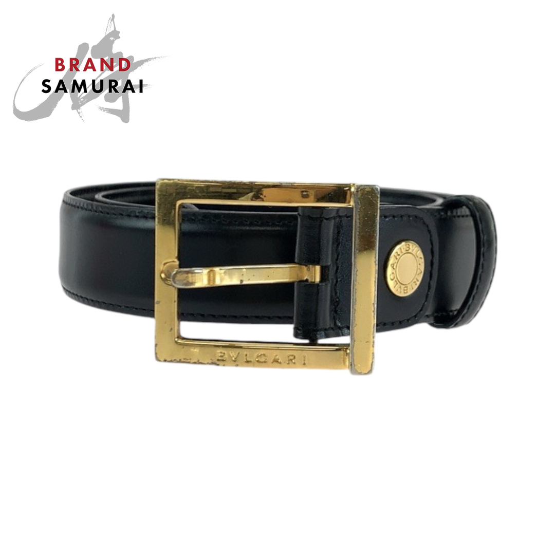 BVLGARI ブルガリ スクエアバックル ブラック 黒 ゴールド金具 BVLGARI ブルガリ スクエアバックル ブラック 黒 ゴールド金具