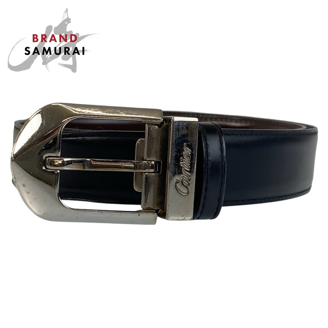 CARTIER カルティエ ブラック レザー ベルト メンズ 410532 CARTIER カルティエ ブラック レザー ベルト メンズ 410532