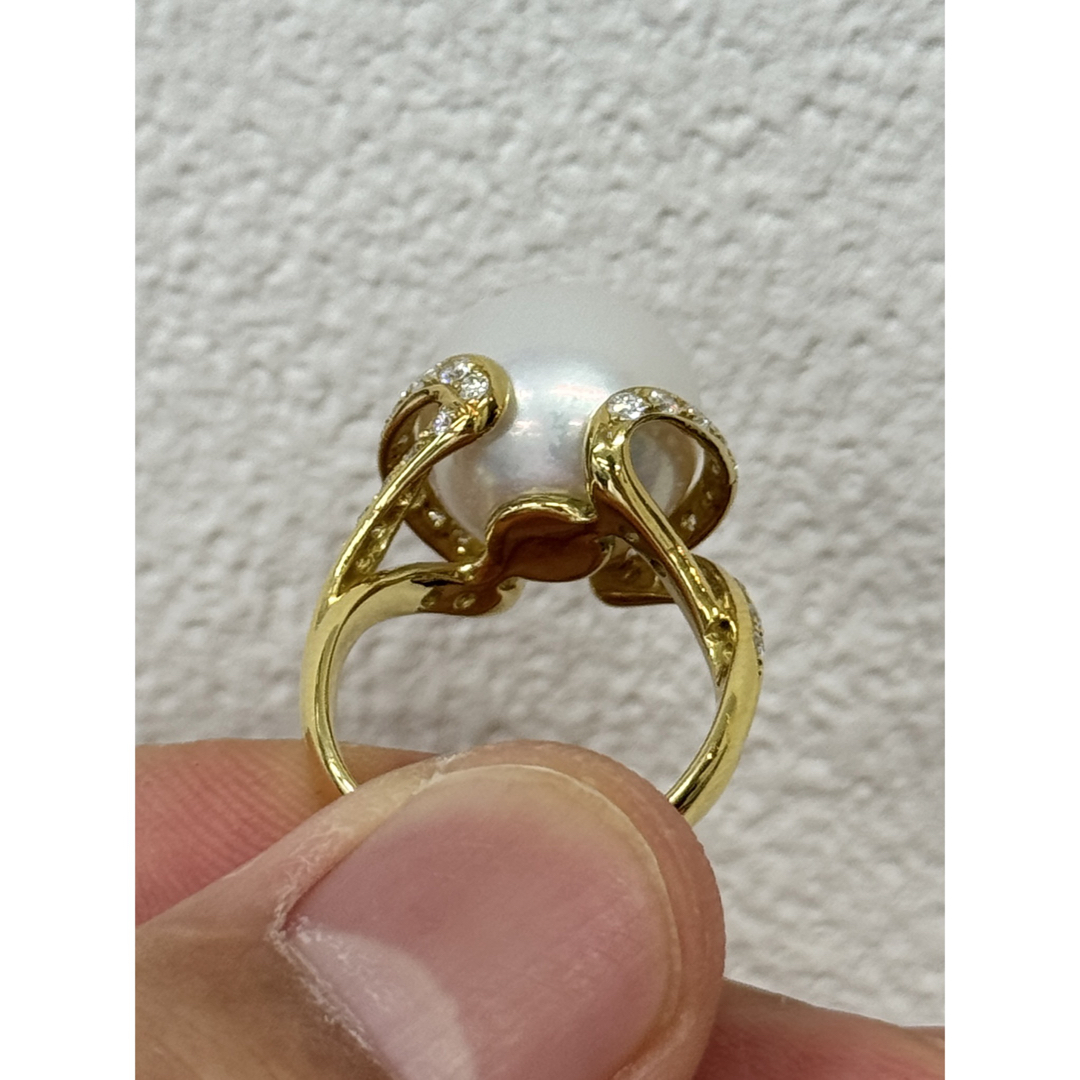 8.0g★高級 南洋真珠12mm★✨0.50ctダイヤモンドK18リング パール レディースのアクセサリー(リング(指輪))の商品写真