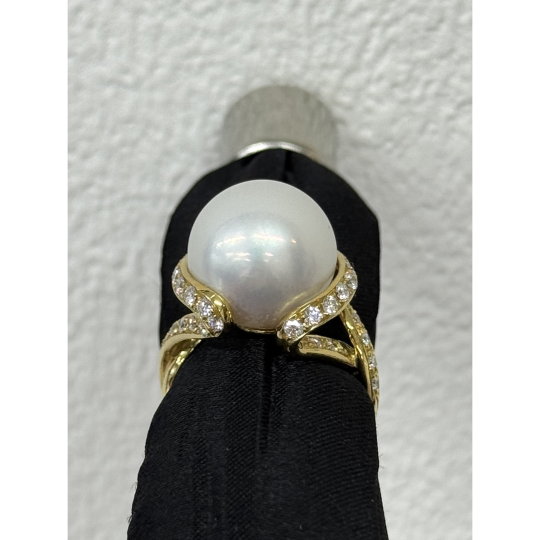 8.0g★高級 南洋真珠12mm★✨0.50ctダイヤモンドK18リング パール レディースのアクセサリー(リング(指輪))の商品写真
