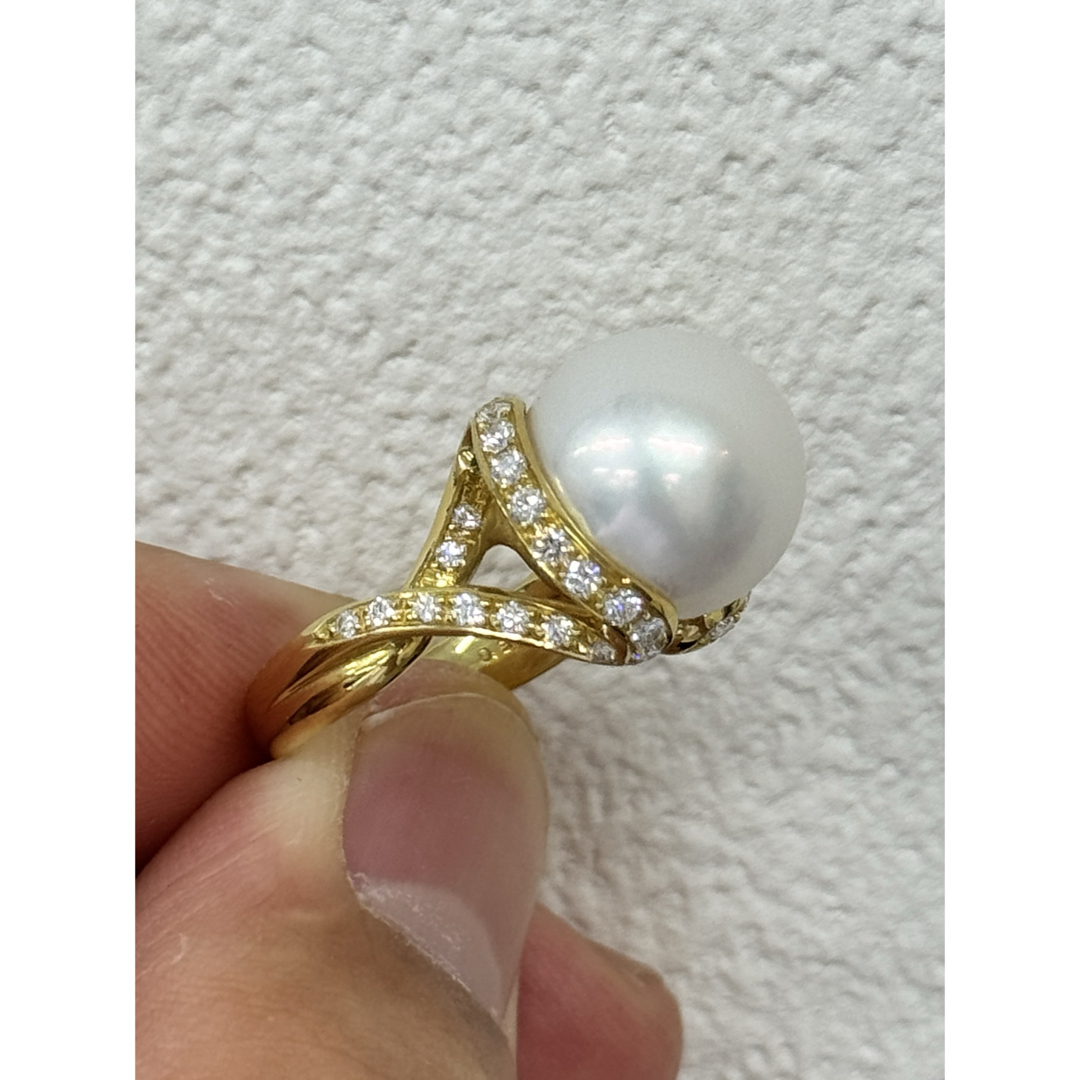 8.0g★高級 南洋真珠12mm★✨0.50ctダイヤモンドK18リング パール レディースのアクセサリー(リング(指輪))の商品写真