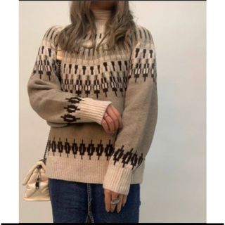 アイモハ(aimoha)のお値下げ。未使用　aimoha ハイネックノルディック柄セーター(ニット/セーター)