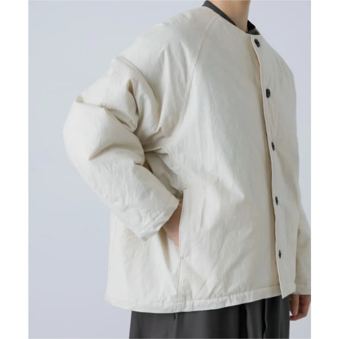 新品◎かぐれ◎中綿ノーカラージャケット//L•BEIGE ノーカラー 新品◎かぐれ◎中綿ノーカラージャケット//L•BEIGE ノーカラー