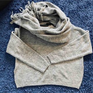 新品未使用　queenscourt マフラーセットvネックニット　グレー　セット QUEENS COURT - 新品未使用 queenscourt マフラーセットvネック