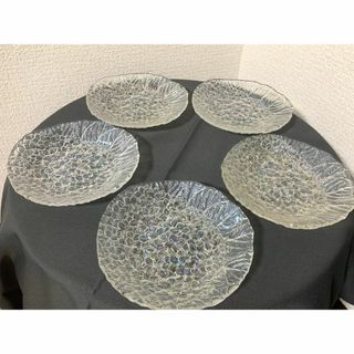 HOYA　クリスタル　紫陽花　オーロラガラスの平皿　昭和レトロ(食器)
