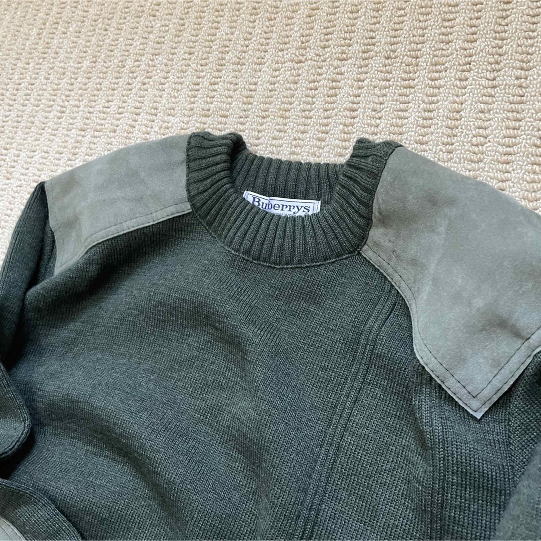 BURBERRY - サイズL バーバリーズ ニット 英国製 革 エルボー BURBERRY - サイズL バーバリーズ ニット 英国製 革 エルボー