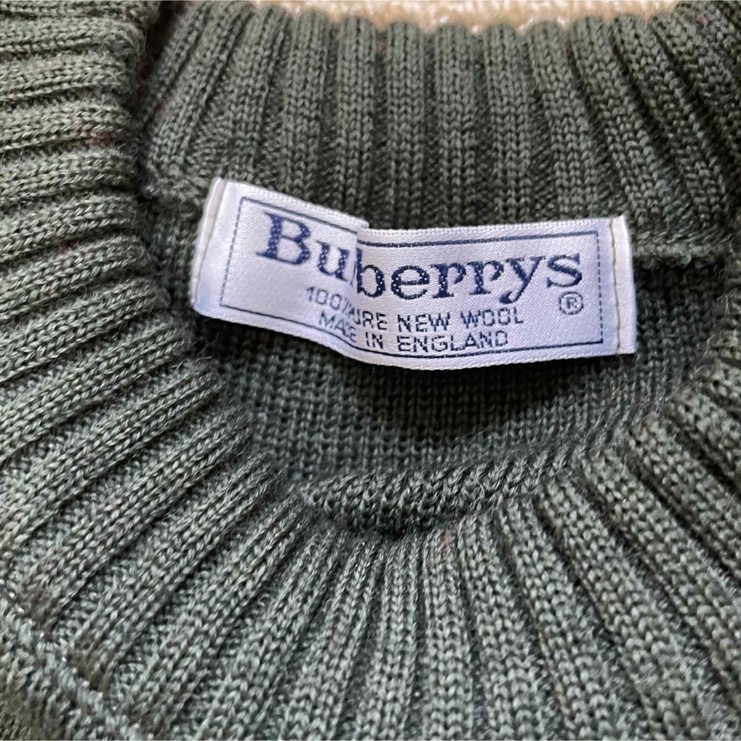 BURBERRY - サイズL バーバリーズ ニット 英国製 革 エルボー BURBERRY - サイズL バーバリーズ ニット 英国製 革 エルボー