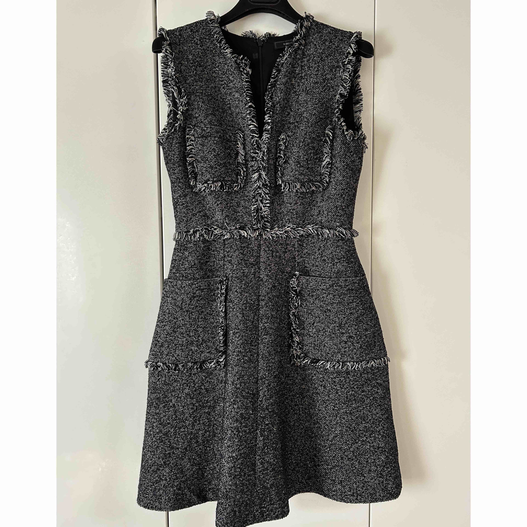 BCBGMAXAZRIA - BGBGMAXAZRIA ツイードフリンジ ワンピース完売品 ブラック