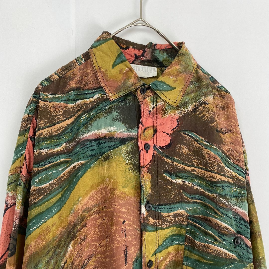 VINTAGE - ヴィンテージ 長袖シャツ 柄シャツ シルク 総柄 花柄