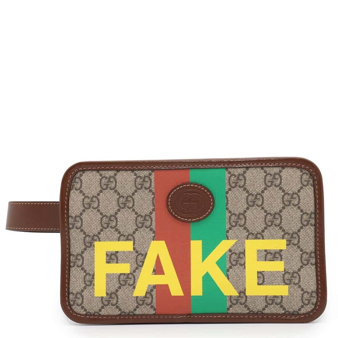 GUCCI - グッチ クラッチバッグ GGスプリーム FAKE/NOTプリント PVC/レザー 636243 GUCCI セカンドバッグ