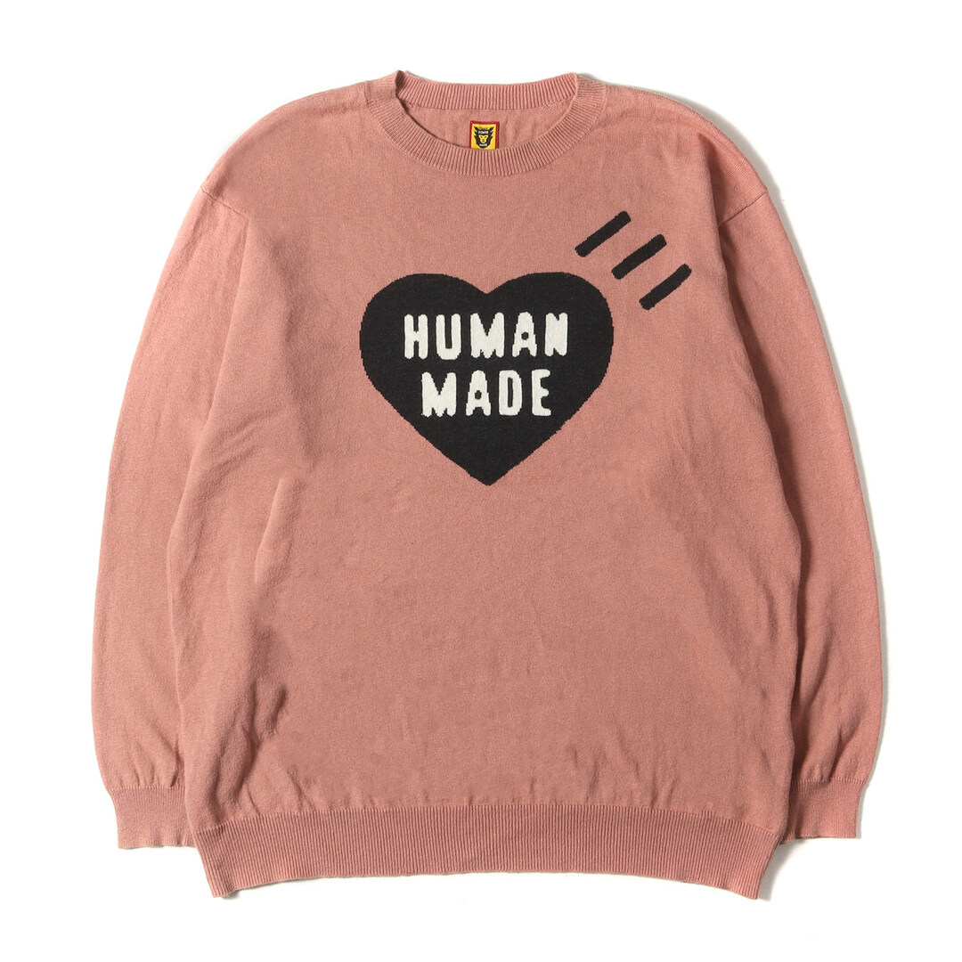 HUMAN MADE 2023SS STRIPED HEART KNIT SWEATER GRAY XLサイズ HUMAN MADE 2023SS STRIPED HEART KNIT SWEATER GRAY XLサイズ