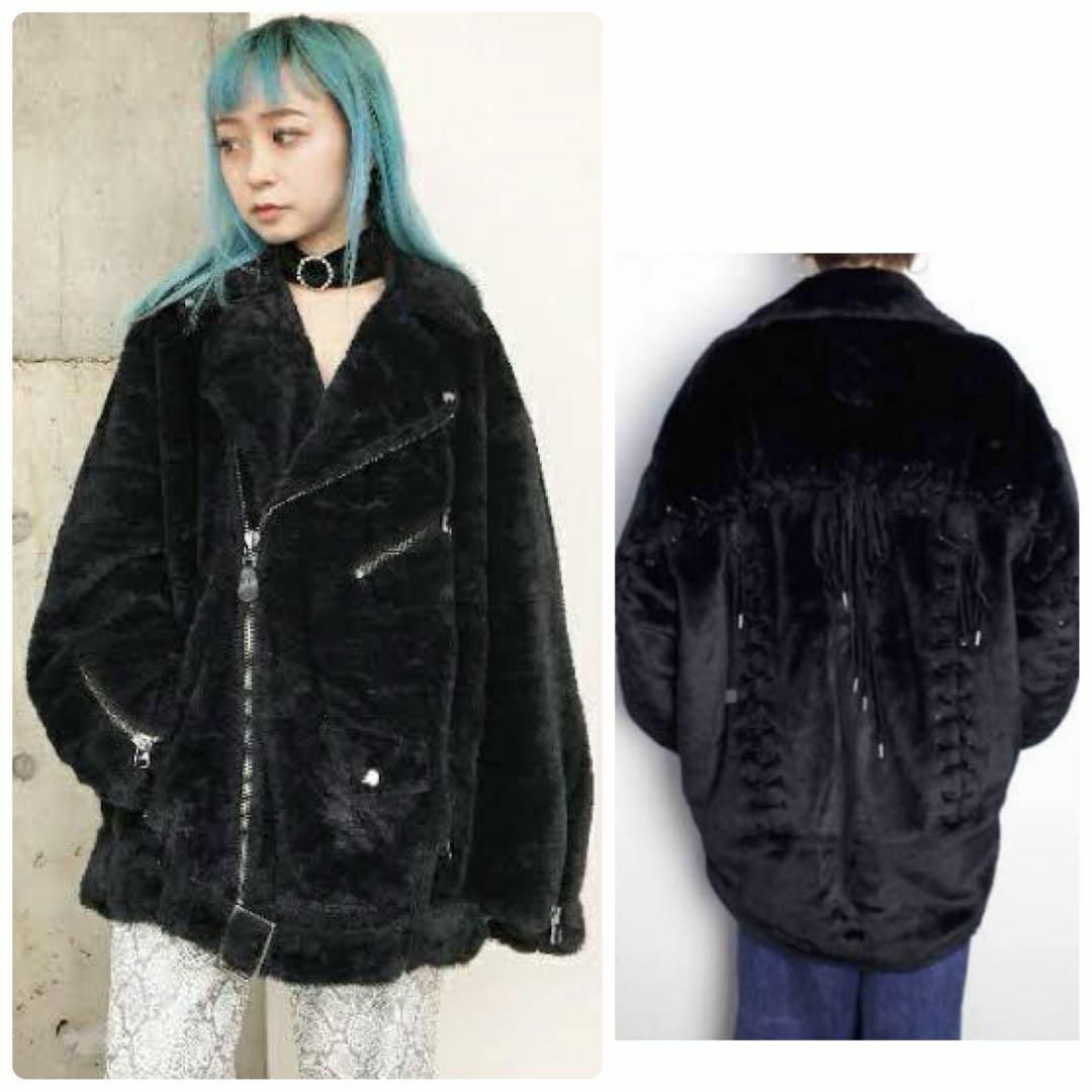 G.V.G.V 定価10万 フェイクファーライダースジャケット レース G.V.G.V 定価10万 フェイクファーライダースジャケット レース