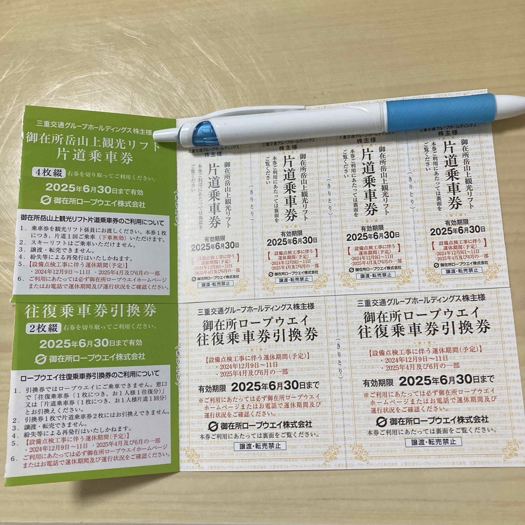 御在所ロープウェイ 往復乗車券 リフト券 2名様分 チケットの施設利用券(その他)の商品写真