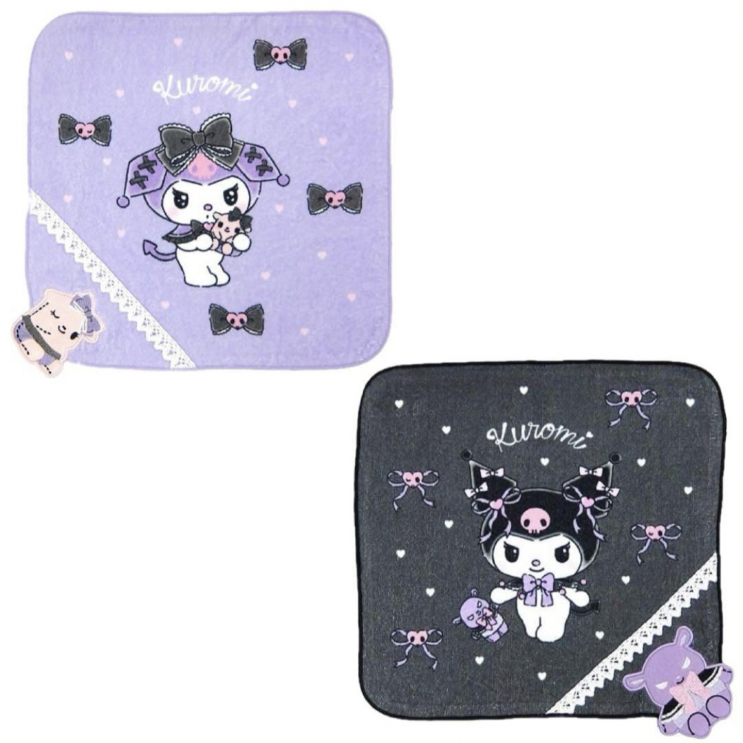 サンリオ クロミ くじ ハンドタオル ブラック パープル ハンカチ サンリオ クロミ くじ ハンドタオル ブラック パープル ハンカチ