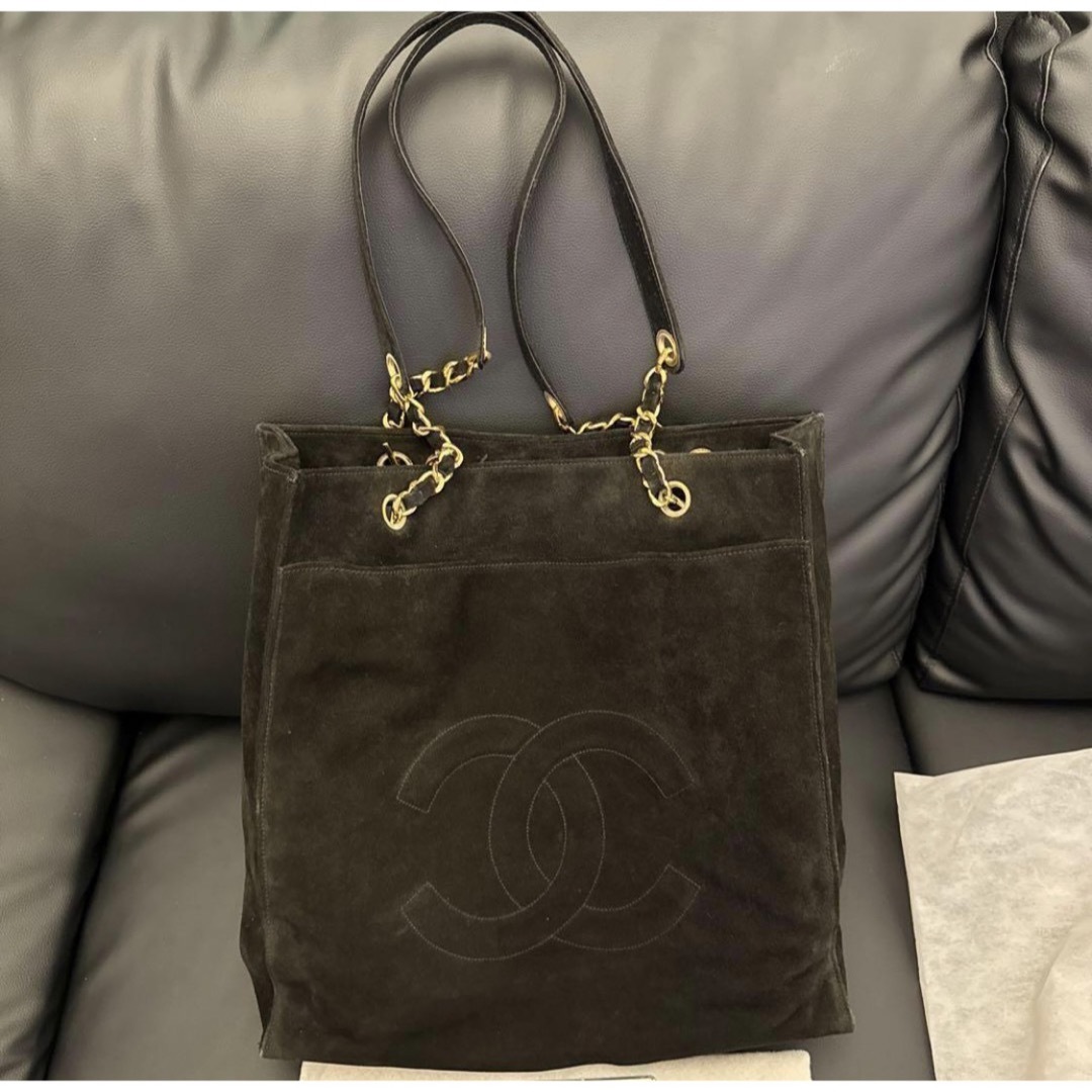 CHANEL - CHANELシャネルココマークチェーントートショルダーバッグスエード