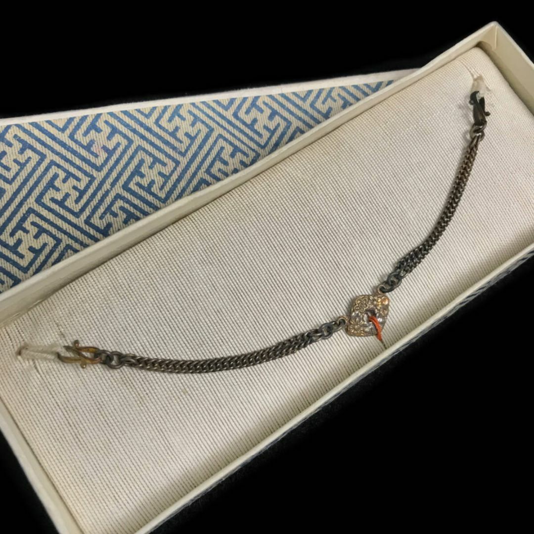 【蔵出し品】戦前戦中戦後 昭和初期 未使用品 羽織紐 鎖 金工 細密彫刻 時代物