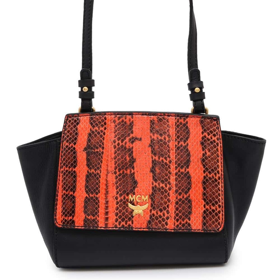 MCM - エムシーエム ショルダーバッグ パイソン ロゴ MCM バッグ 黒