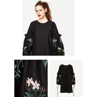 ザラ(ZARA)の新品♡ 刺繍ワンピース  M(ひざ丈ワンピース)