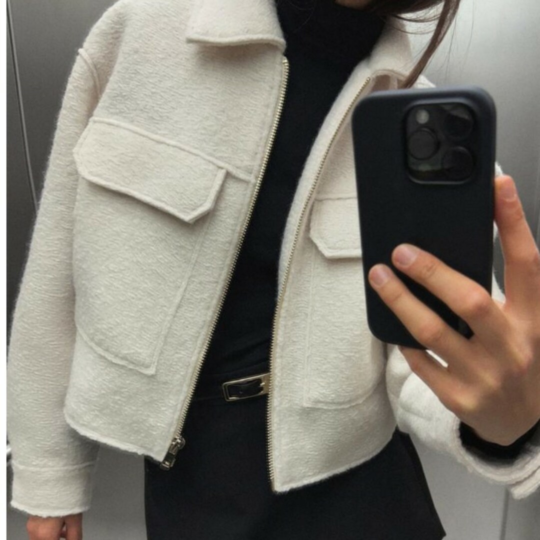 ZARA - ブークレショートジャケットの通販 by まま's shop|ザラ ZARA - ブークレショートジャケットの通販 by まま's shop|ザラ