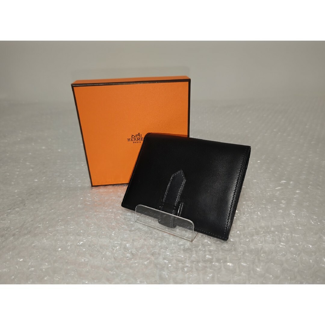 HERMES 二つ折り財布 黒 レザー ベアンコンパクトブラックノアール HERMES 二つ折り財布 黒 レザー ベアンコンパクトブラックノアール
