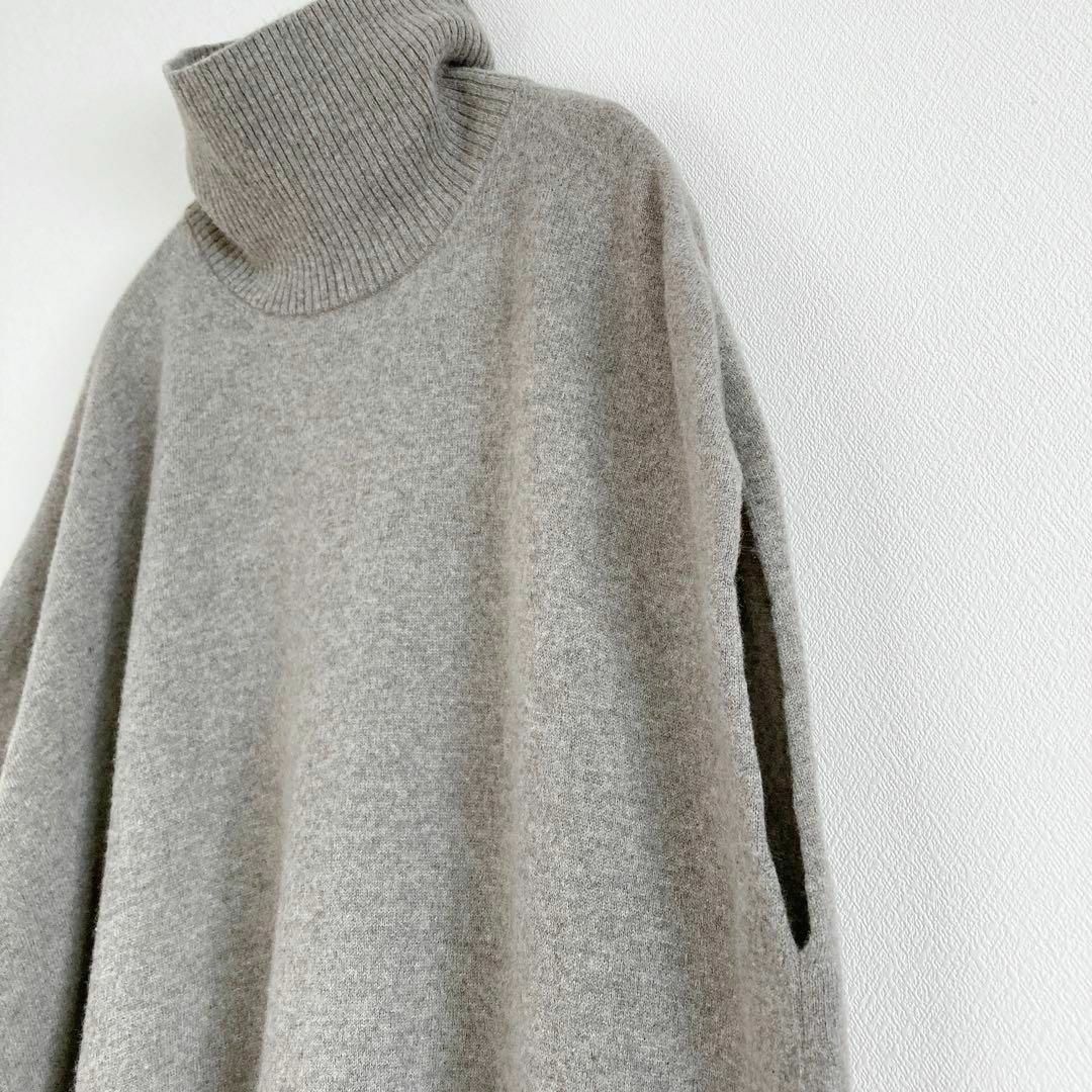evam eva ニットポンチョ タートル ウール100% グレー F evam eva ニットポンチョ タートル ウール100% グレー F