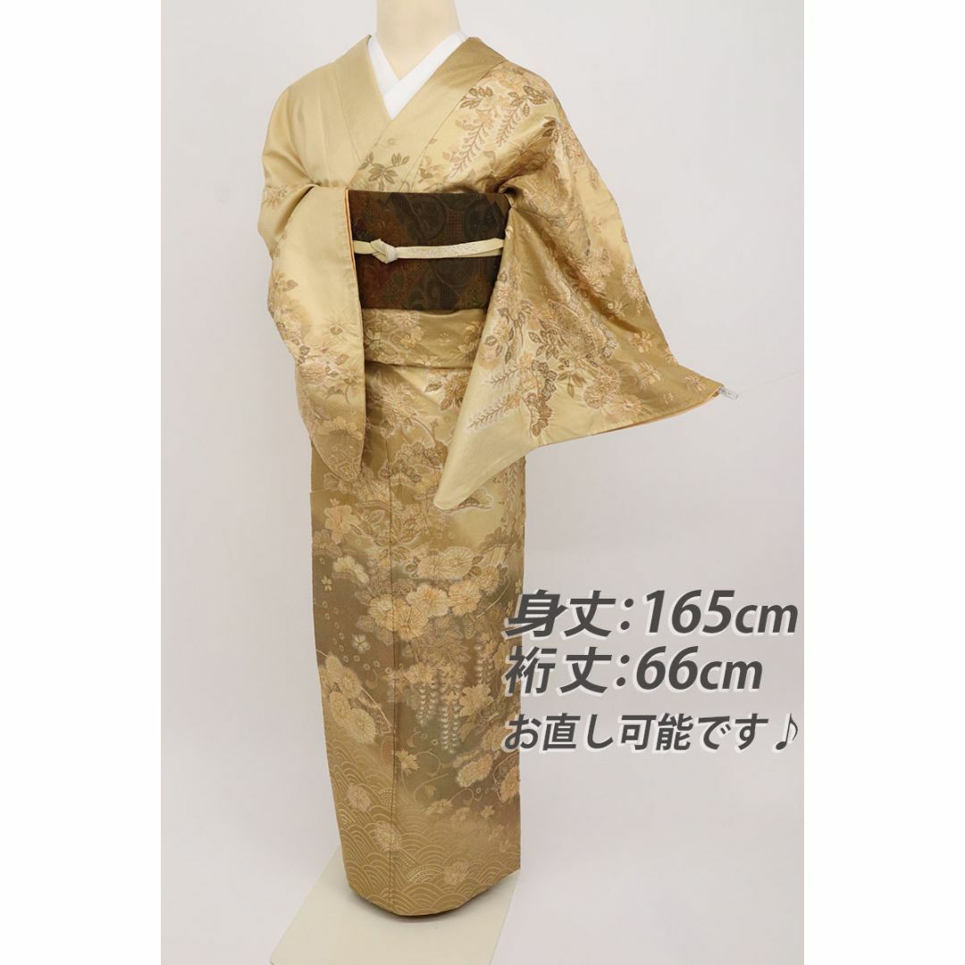 長尺◇上質紬□訪問着◇絞り*四季の花々模様□ 長尺◇上質紬□訪問着◇絞り*四季の花々模様□