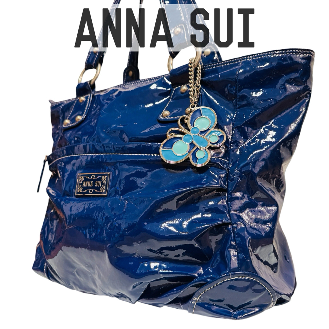 ANNA SUI - 美品 ANNA SUI アナスイ バタフライチャーム エナメル ショルダーバッグ