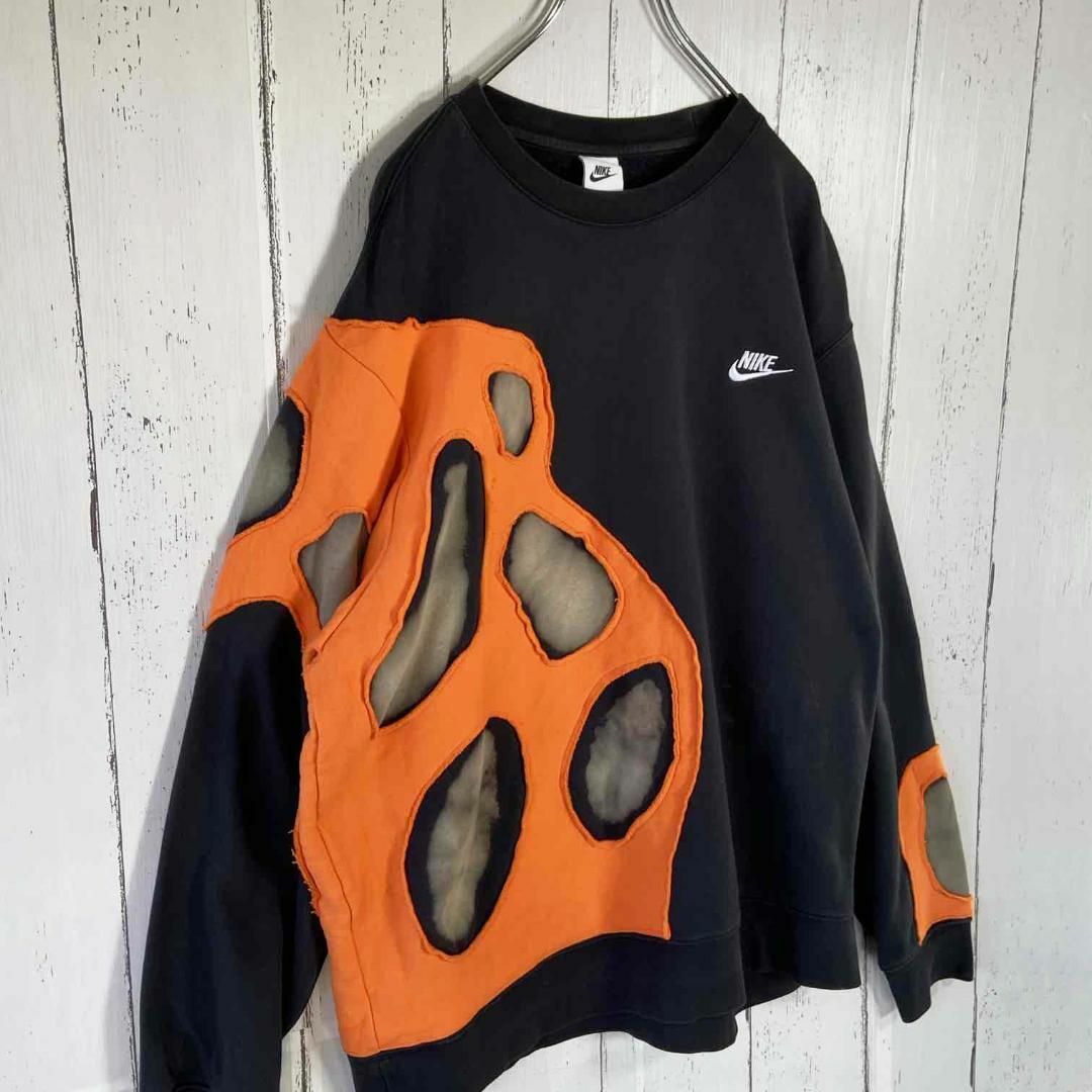ナイキ NIKE リメイク スウェット 刺繡ロゴ 1点物 再構築 古着 XL 黒 ナイキ NIKE リメイク スウェット 刺繡ロゴ 1点物 再構築 古着 XL 黒