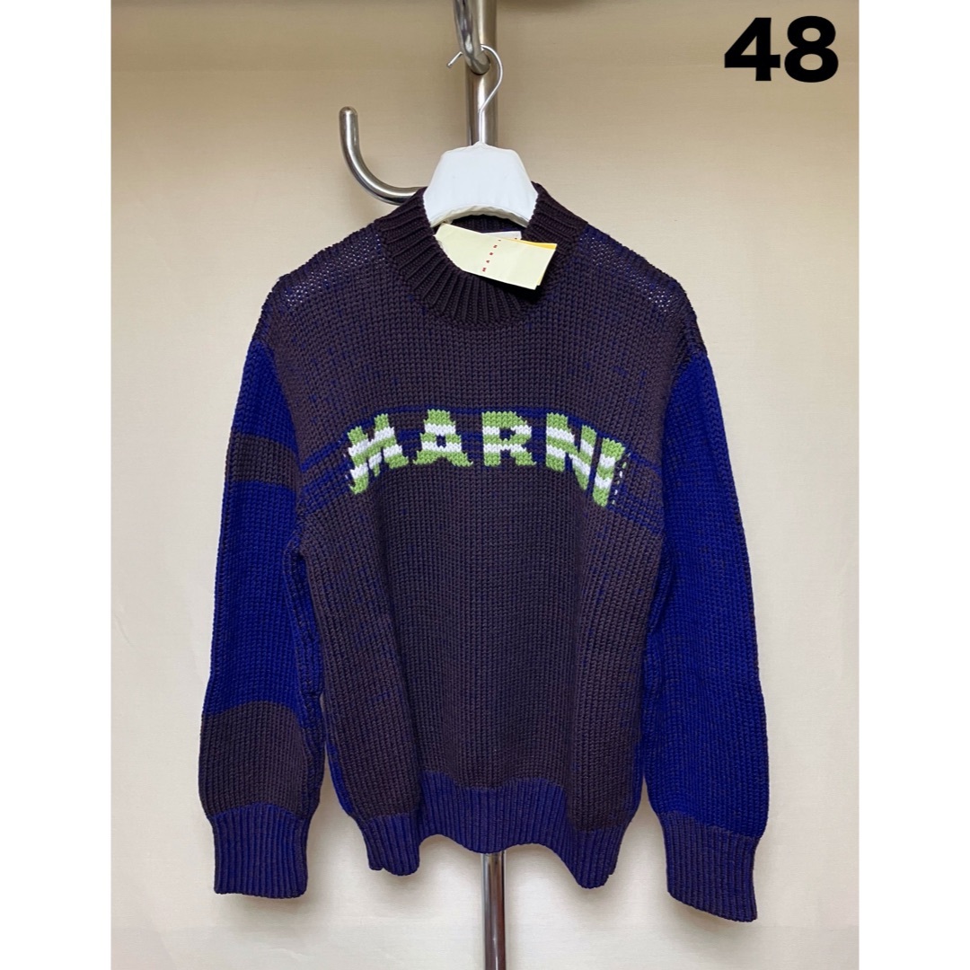 MARNI - 新品 48 23aw マルニ ブランドロゴニット ウールベース 紺 6287