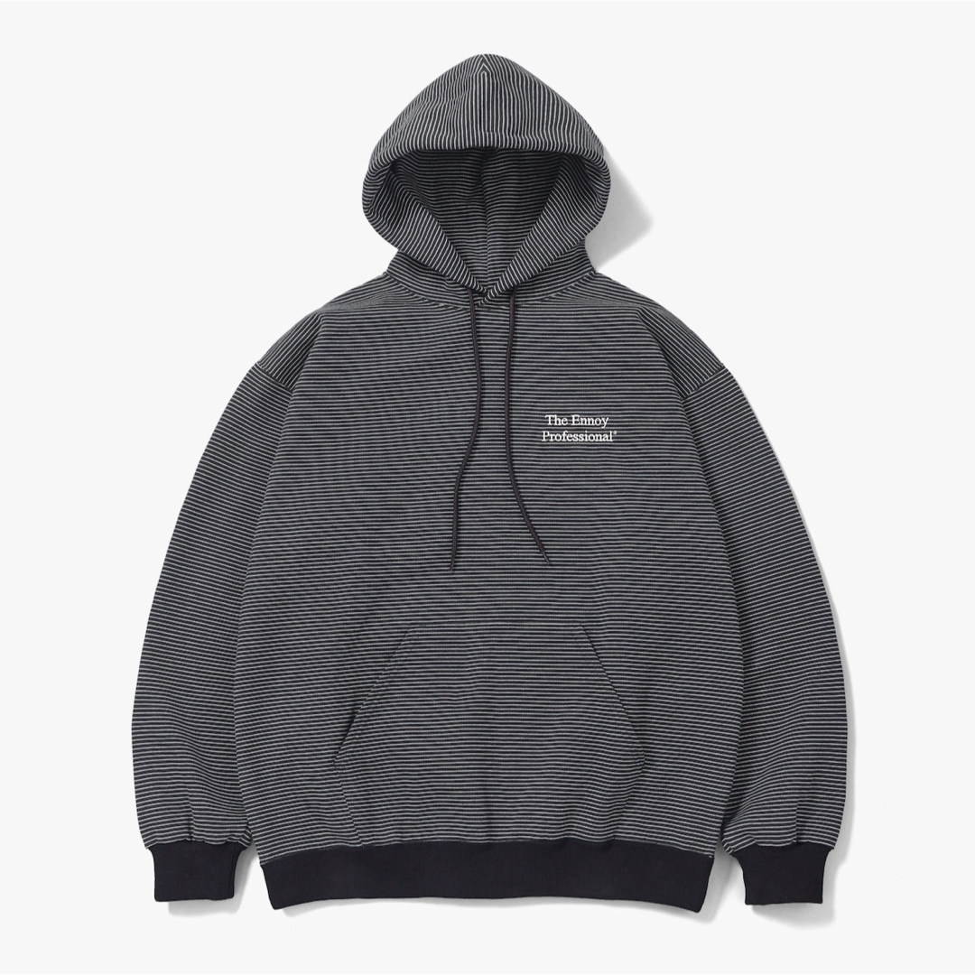 BORDER HOODIE SWEAT BLACK × WHITE エンノイ BORDER HOODIE SWEAT BLACK × WHITE エンノイ