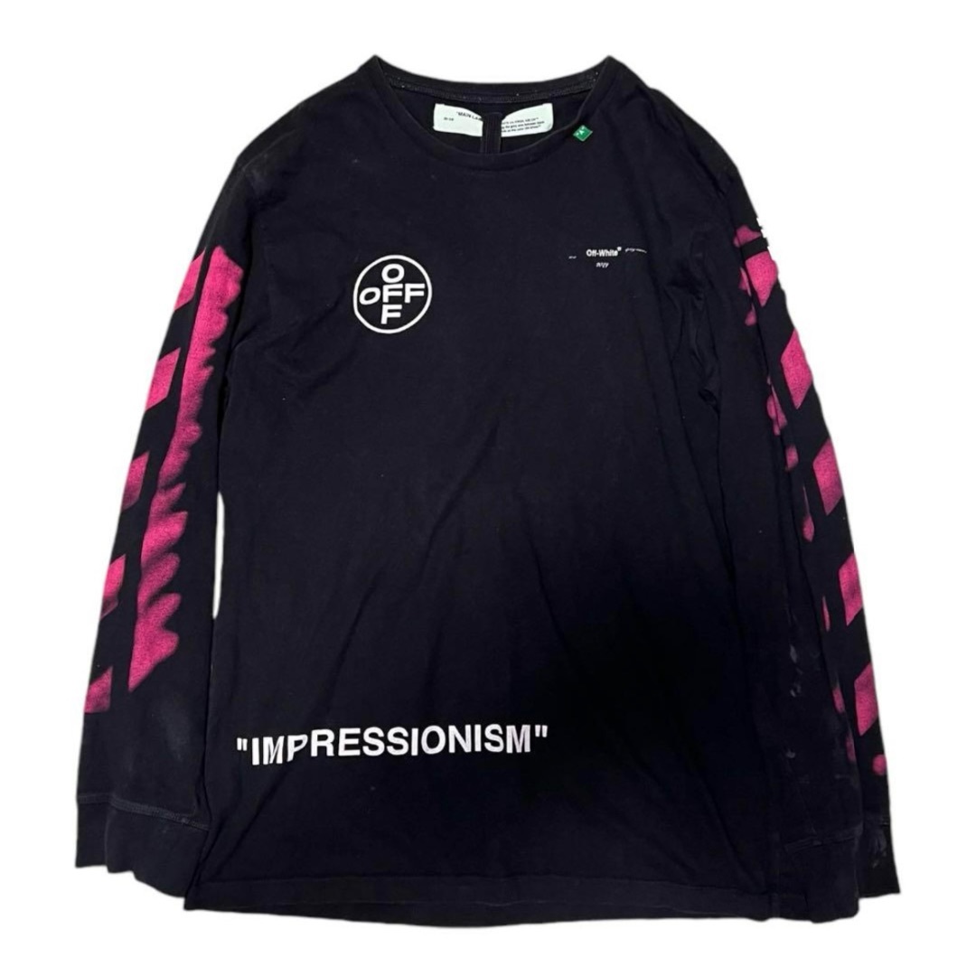 Off-White - OFF-WHITE 長袖 ロンT ピンクアロー ステンシル Off-White - OFF-WHITE 長袖 ロンT ピンクアロー ステンシル
