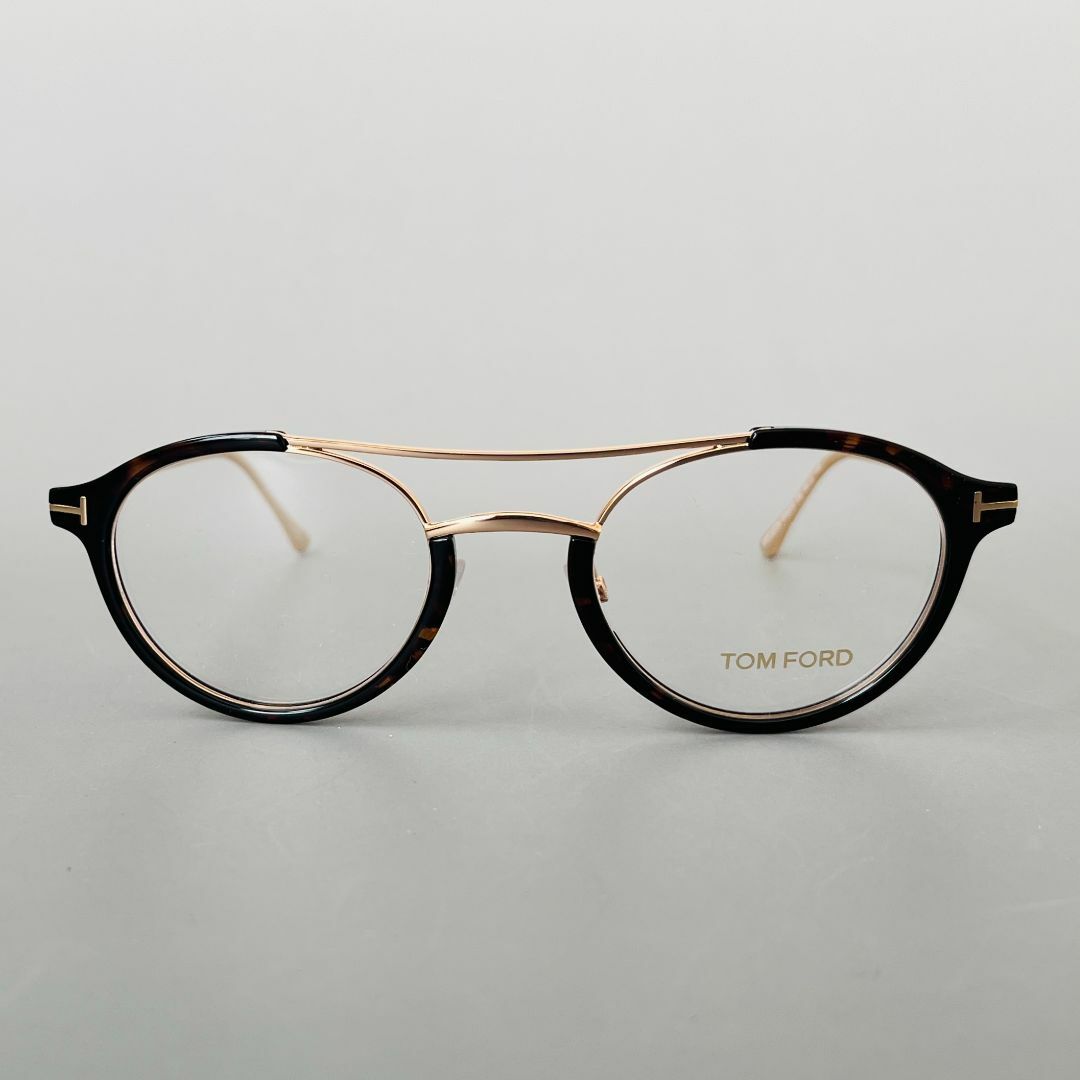 TOM FORD EYEWEAR(トムフォードアイウェア)のトムフォード メガネ ダブルブリッジ ボストン ブラウン ゴールド ツーブリッジ メンズのファッション小物(サングラス/メガネ)の商品写真