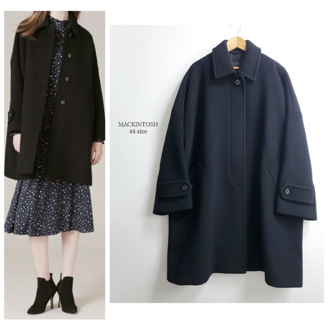 美品☆23AW☆マッキントッシュ ステンカラーコート ブラック 美品☆23AW☆マッキントッシュ ステンカラーコート ブラック